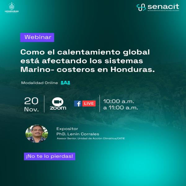 Webinar: Como el calentamiento global está afectando los sistemas Marino- costeros en Honduras 