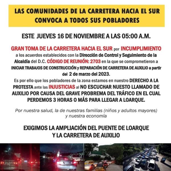 Toma de carretera: Comunidades carretera al sur