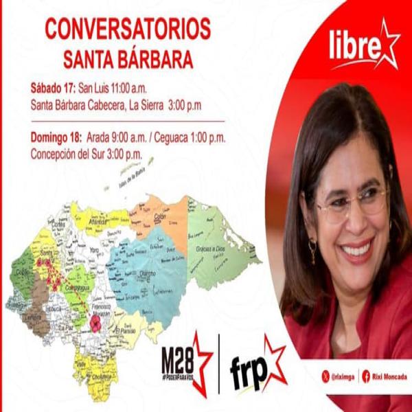 Conversatorio con la precandidata a la presidencia por el Partido Libre, Rixi Moncada en Santa Bárbara 