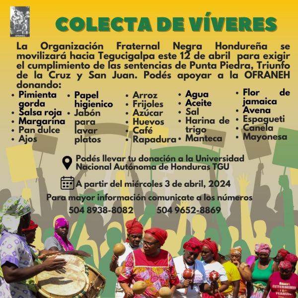 Colecta de víveres – OFRANEH 