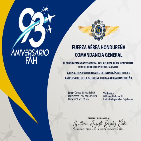 93 Aniversario de la Fuerza Aérea Hondureña (FAH)