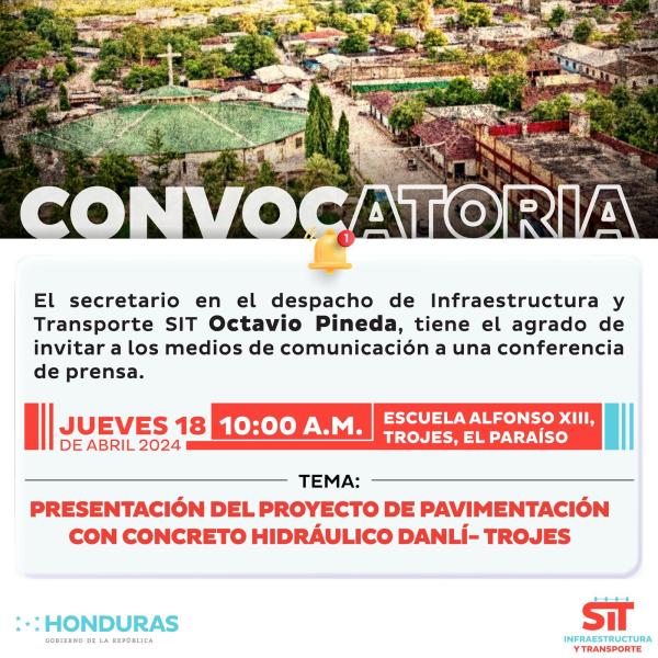 SIT: Presentación del proyecto de pavimentación con concreto hidráulico Danlí-Trojes  