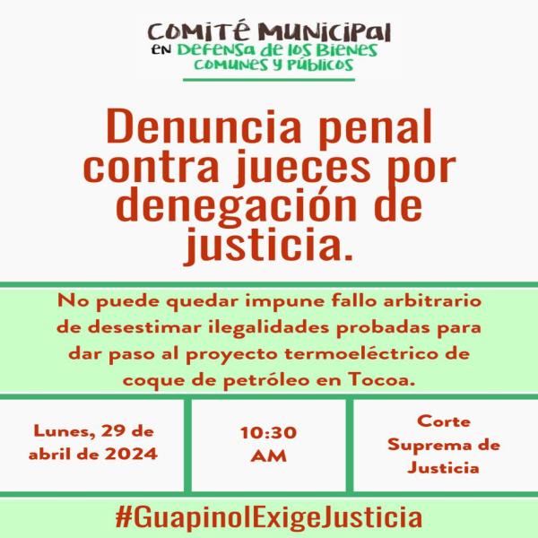 Conferencia de prensa urgente: Denuncia Penal contra jueces por denegación de justicia 