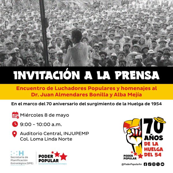 La Delegación del Poder Popular - SPE rinde homenaje a los Luchadores Populares Juan Almendares Bonilla y Alba Mejía