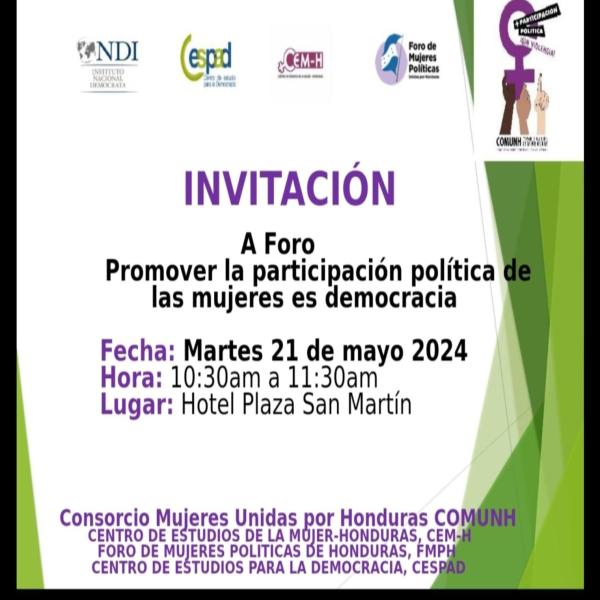 Foro: Promover la participación política de las mujeres en democracia 