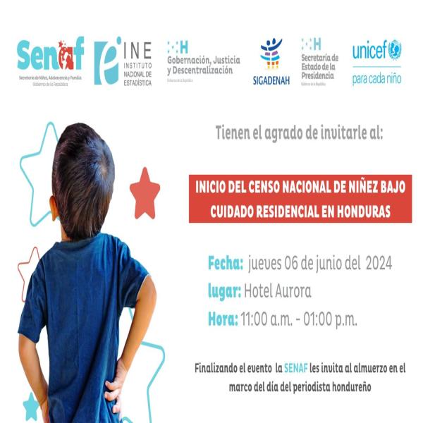  Inicio del Censo Nacional de Niñez bajo  el cuidado de Instituciones Residenciales de Cuidados Alternativas (IRCAS)