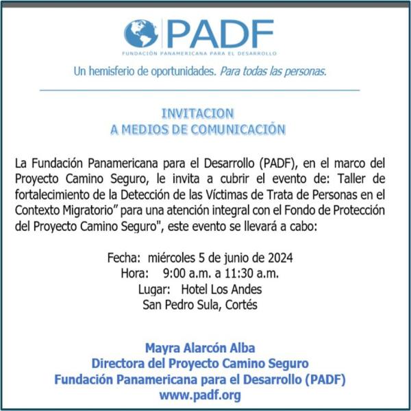 Taller de fortalecimiento de la Detección de las Víctimas de Trata de Personas en el Contexto Migratorio – Fondo del Proyecto Camino Seguro 