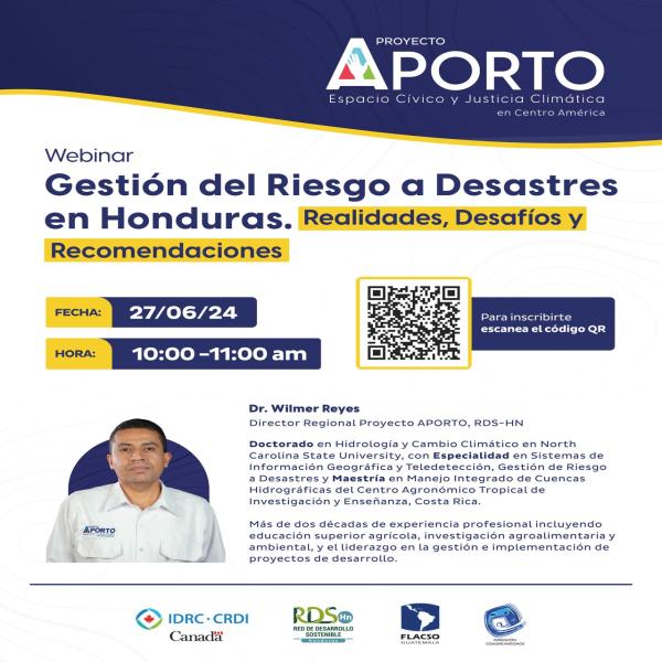 Webinar: Gestión del riesgo a desastres en Honduras. Realidades, Desafíos y Recomendaciones
