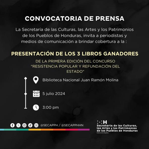 Presentación de los tres libros ganadores de la primera edición del concurso "Resistencia Popular y Refundación del Estado"