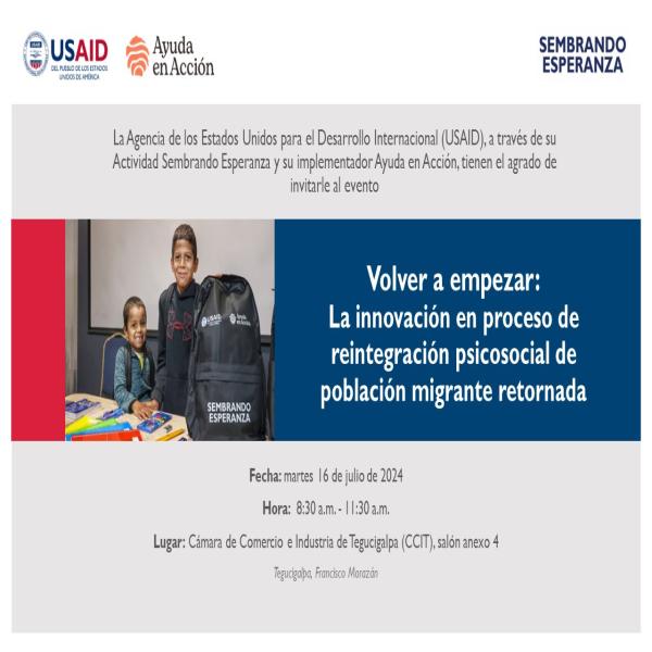 USAID y Ayuda en Acción presentan modelo para reintegración social de migrantes retornado