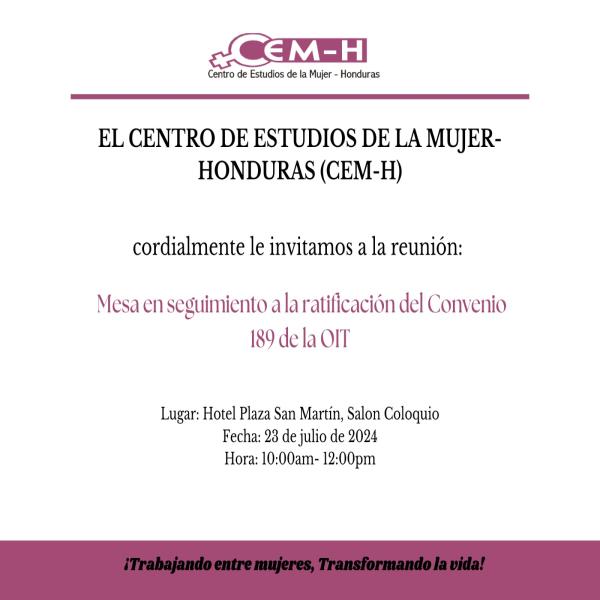 CEM - H: Mesa en seguimiento a la ratificación del Convenio 189 de la OIT 