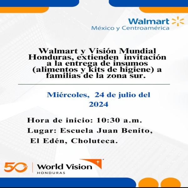 Entrega de insumos de alimentos y kits de higiene 