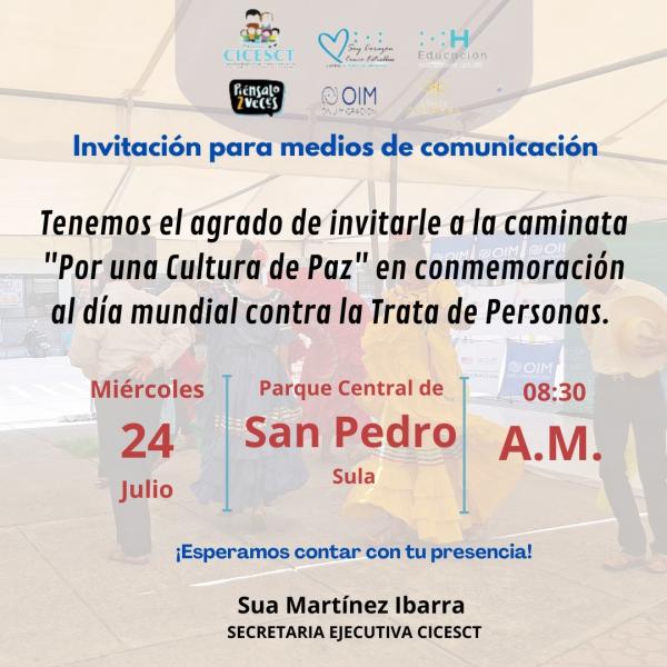 Caminata "Por una Cultura de Paz" en conmemoración al día mundial contra la Trata de Personas