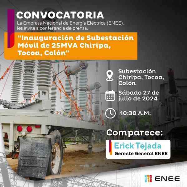 Inauguración de la subestación móvil en Chiripa, Tocoa, Colón 