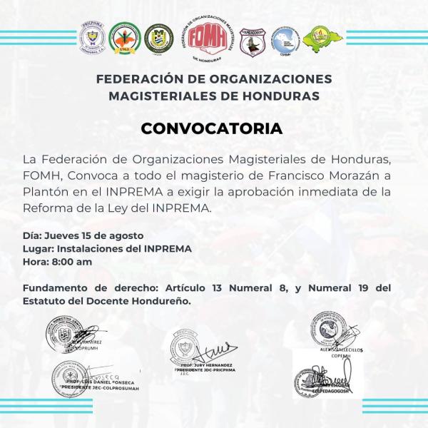 FOMH: Plantón frente al INPREMA