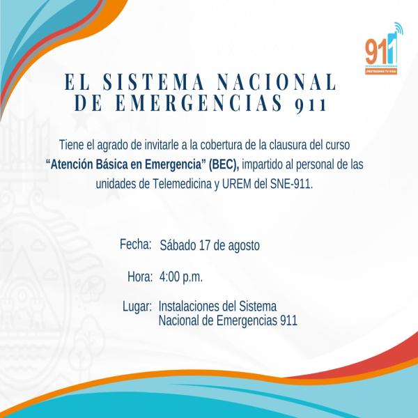 911: Clausura del Curso: Atención Básica en Emergencia”