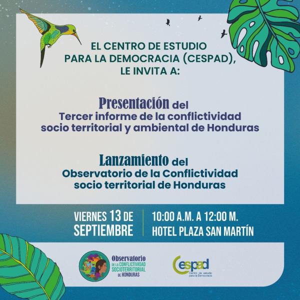 Presentación del Tercer Informe se la conflictividad soco territorial y ambiental de Honduras 