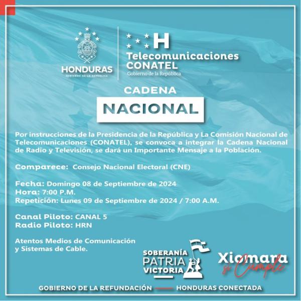 Cadena Nacional de Radio y Televisión: Comparece: Consejo Nacional Electoral (CNE)