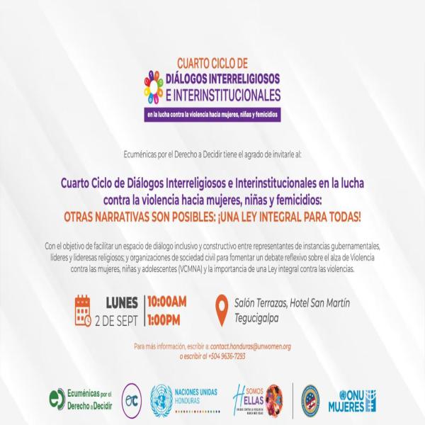 Cuarto ciclo de Diálogos interreligiosos e interinstitucionales en la lucha contra la violencia hacia mujeres, niñas y femicidios 