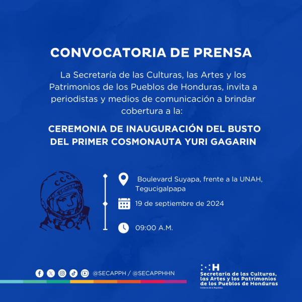 Ceremonia de Inauguración del busto del primer Cosmonauta ruso, Yuri Gagarin 