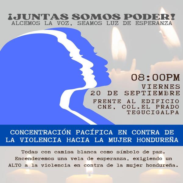 Concentración pacifica en contra de la violencia hacia la mujer 