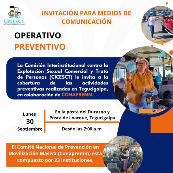 Operativo preventivo en el marco de la Semana Morazánica realizado por CONAPREMM