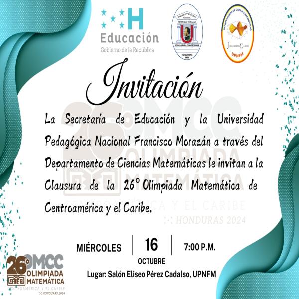  Acto de clausura de la 26 Olimpiada de Matemáticas 