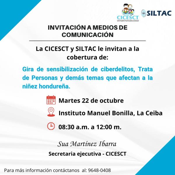 Gira de Sensibilización de los temas de Ciberdelitos, Trata de Personas, entre otros temas que afectan a la niñez hondureña