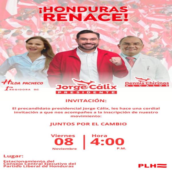 Inscripción del Movimiento Juntos por el Cambio de Jorge Cálix 