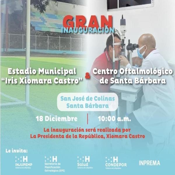 Inauguración del Hospital Oftalmológico y lanzamiento del programa Operación Milagro, con entrega de 3 ambulancias además inaugurará el estadio municipal