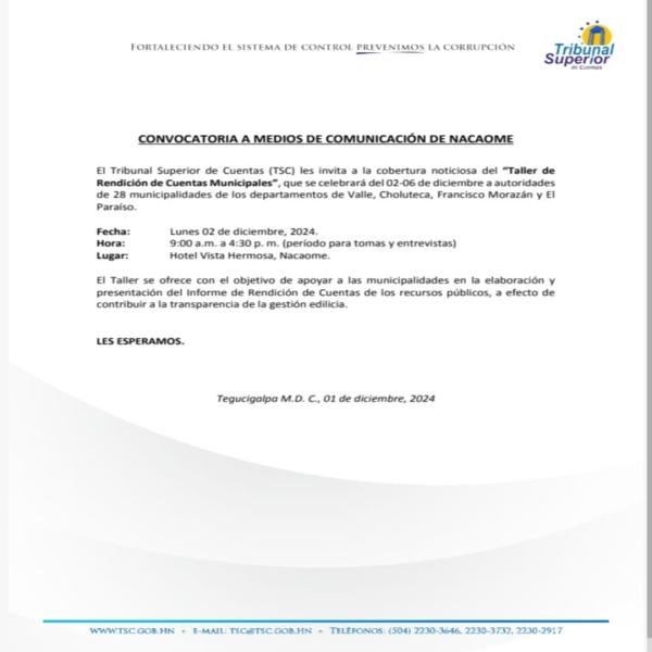 TSC: Taller de Rendición de cuentas municipales – Nacaome 