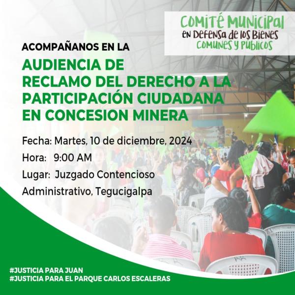 Audiencia de Reclamo del derecho a la participación ciudadana en concesión minera 
