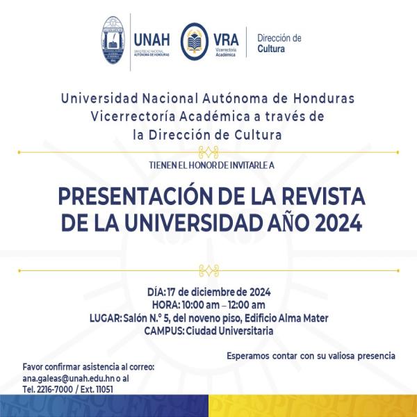 Presentación de la Revista de la UNAH 2024 