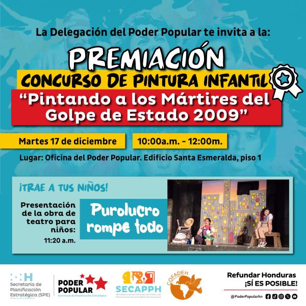 Premiación Concurso Infantil “Pintando a loa Mártires del Golpe de Estado 2009”