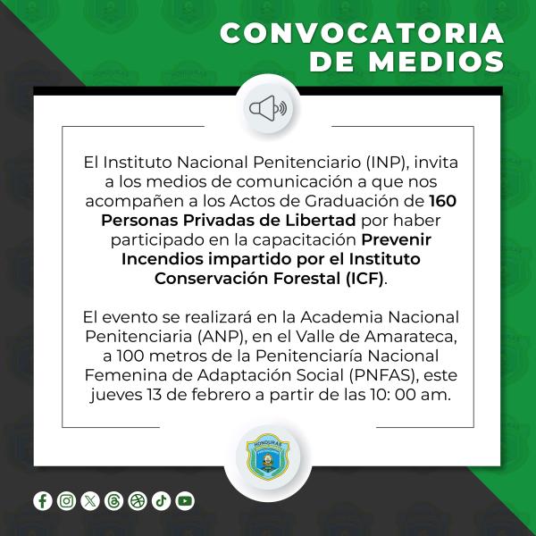 INP: Actos de graduación de 160 personas privadas de libertad 