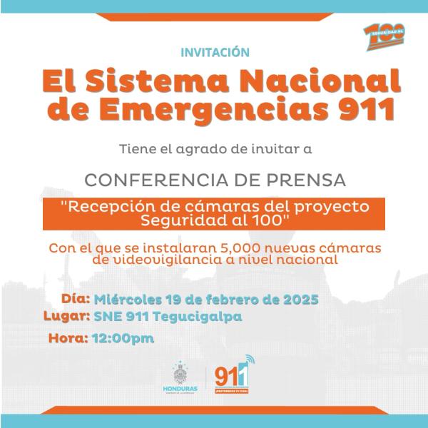911: Recepción de cámaras del proyecto Seguridad al 100 