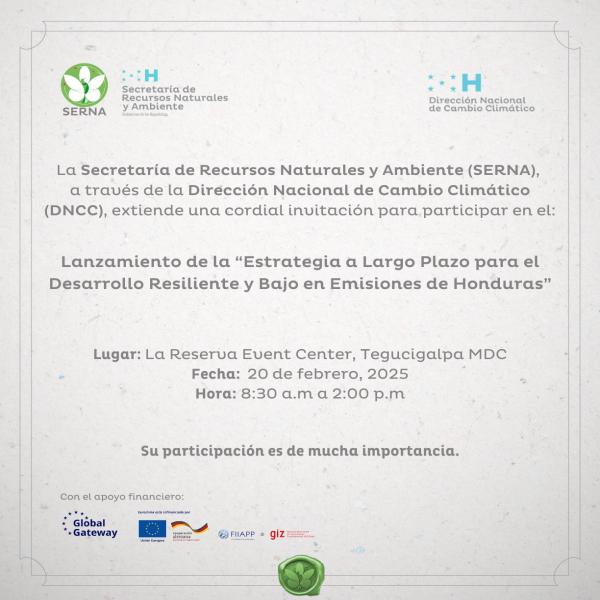 SERNA: Lanzamiento de la Estrategia a largo plazo para el Desarrollo Resiliente y bajo en emisiones de Honduras 