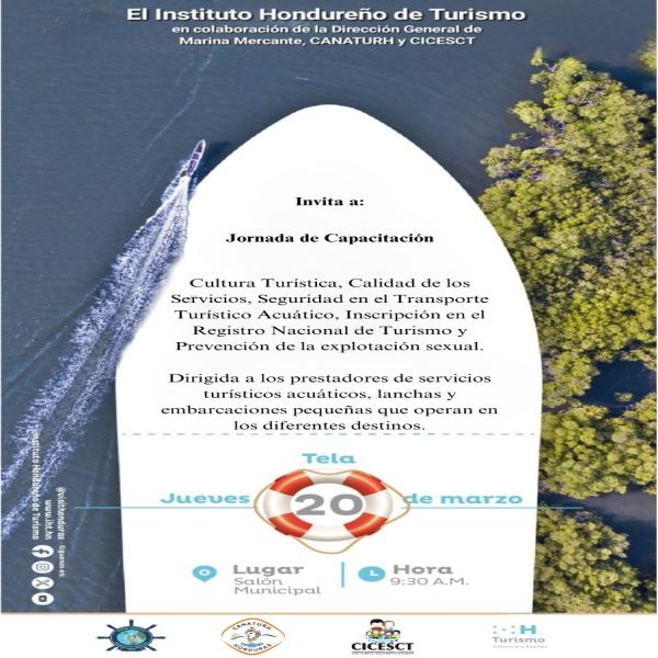 Jornada de capacitación lancha segura para prevenir la trata de personas en zonas turísticas de Honduras