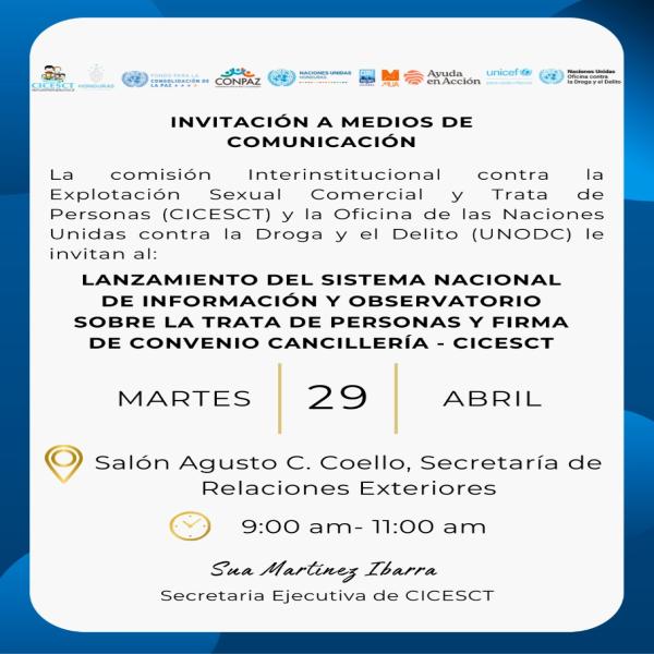 Lanzamiento del Sistema Nacional de Información y Observatorio Sobre la trata de personas y firma de convenio Cancillería – CICESCT 
