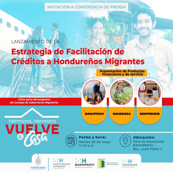 BANHPROVI: Lanzamiento de la Estrategia de Facilitación de Créditos para Hondureños Migrantes 