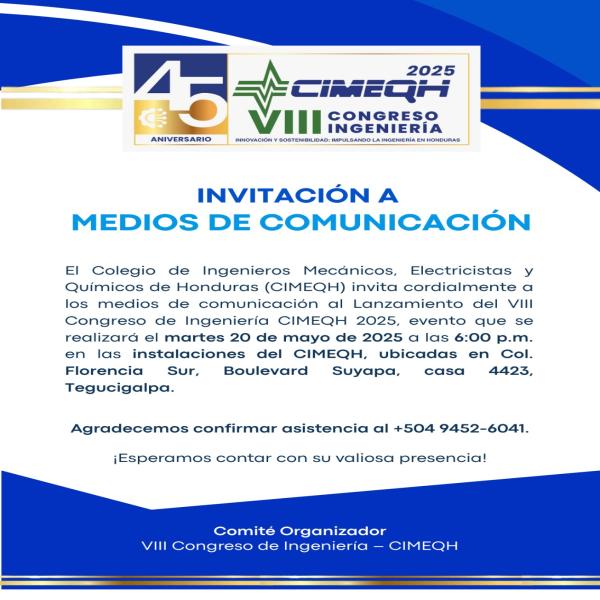 Lanzamiento del VIII Congreso de Ingeniería CIMEQH 2025  