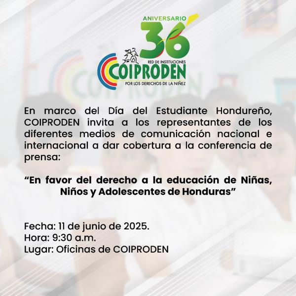 COIPRODEN: Pronunciamiento a favor del derecho a la educación de todas las niñas niños, adolescentes y jóvenes de Honduras
