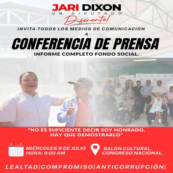 Diputado Jari Dixon presenta informe de Fondo Social 