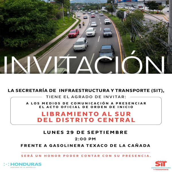 SIT: Orden de inicio libramiento al sur del Distrito Central 