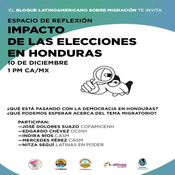 El Bloque Latinoamericano sobre Migración te invita | Espacio de reflexión: Impacto de las elecciones en Honduras 